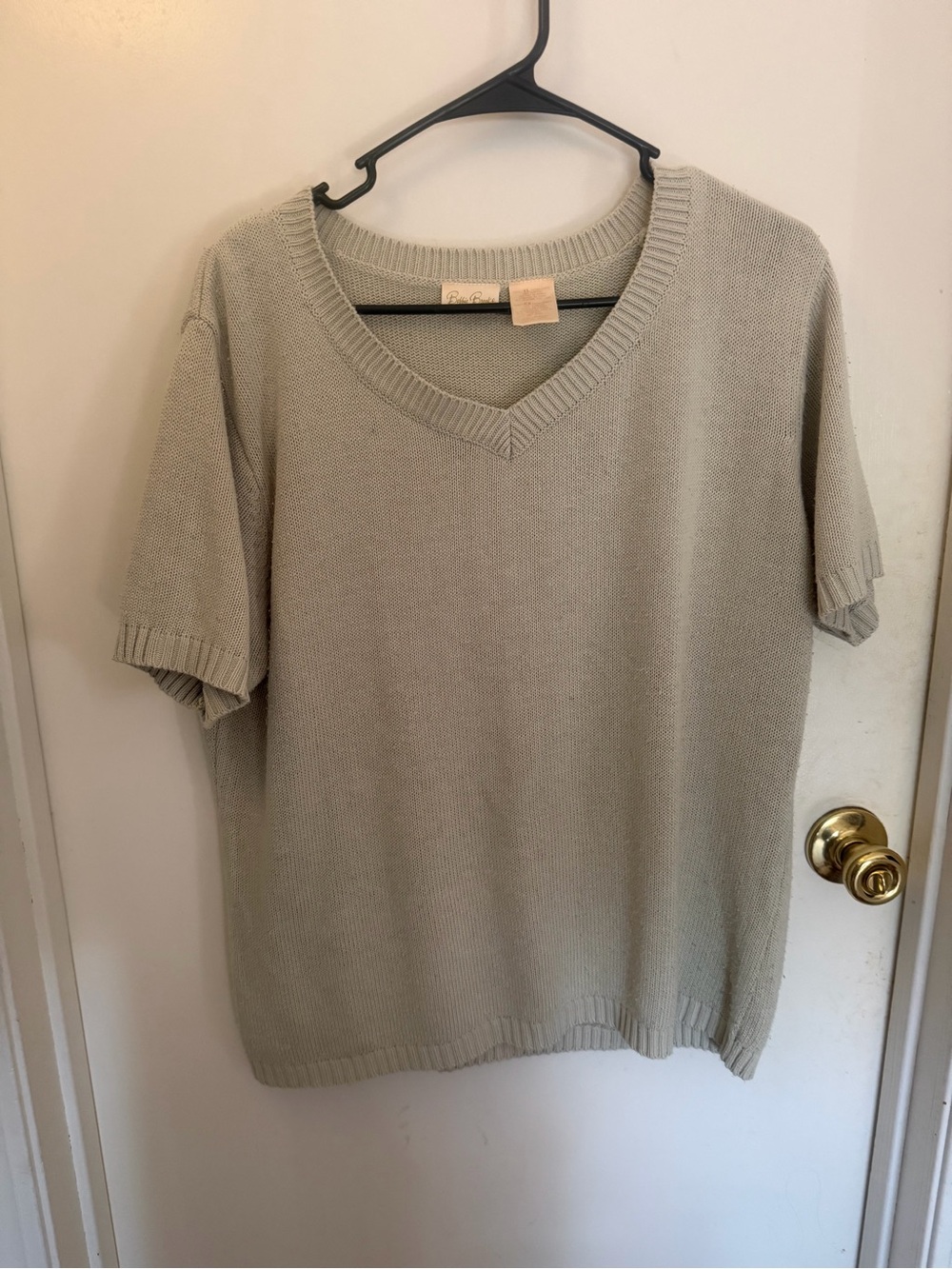 Bobbie Brooks V-Neck Short Sleeve Sweater - Sage Green